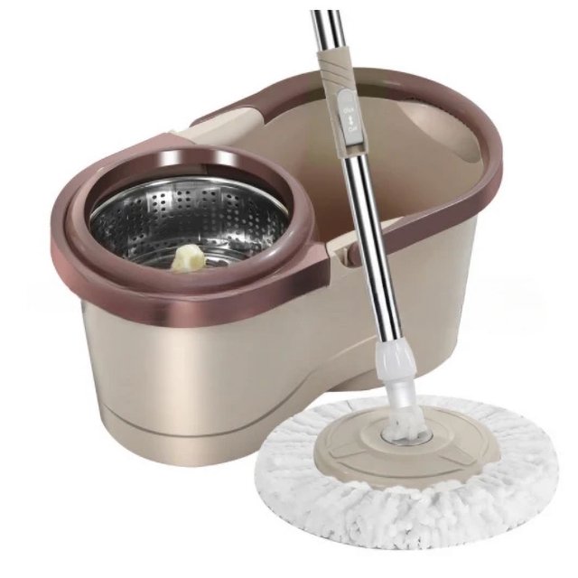 Automatic Rotating Mop with 4 Microfiber Replacement Heads - Lazy Magic Mop Bucket for Easy Cleaning