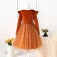 thumbnail image 5 of HCNTES Toddler Girls Tutu Dresses Long Sleeve Ruffle Fall Winter Holiday Star Sequin Dress(Q111-Orange,2-3 Years), 5 of 9