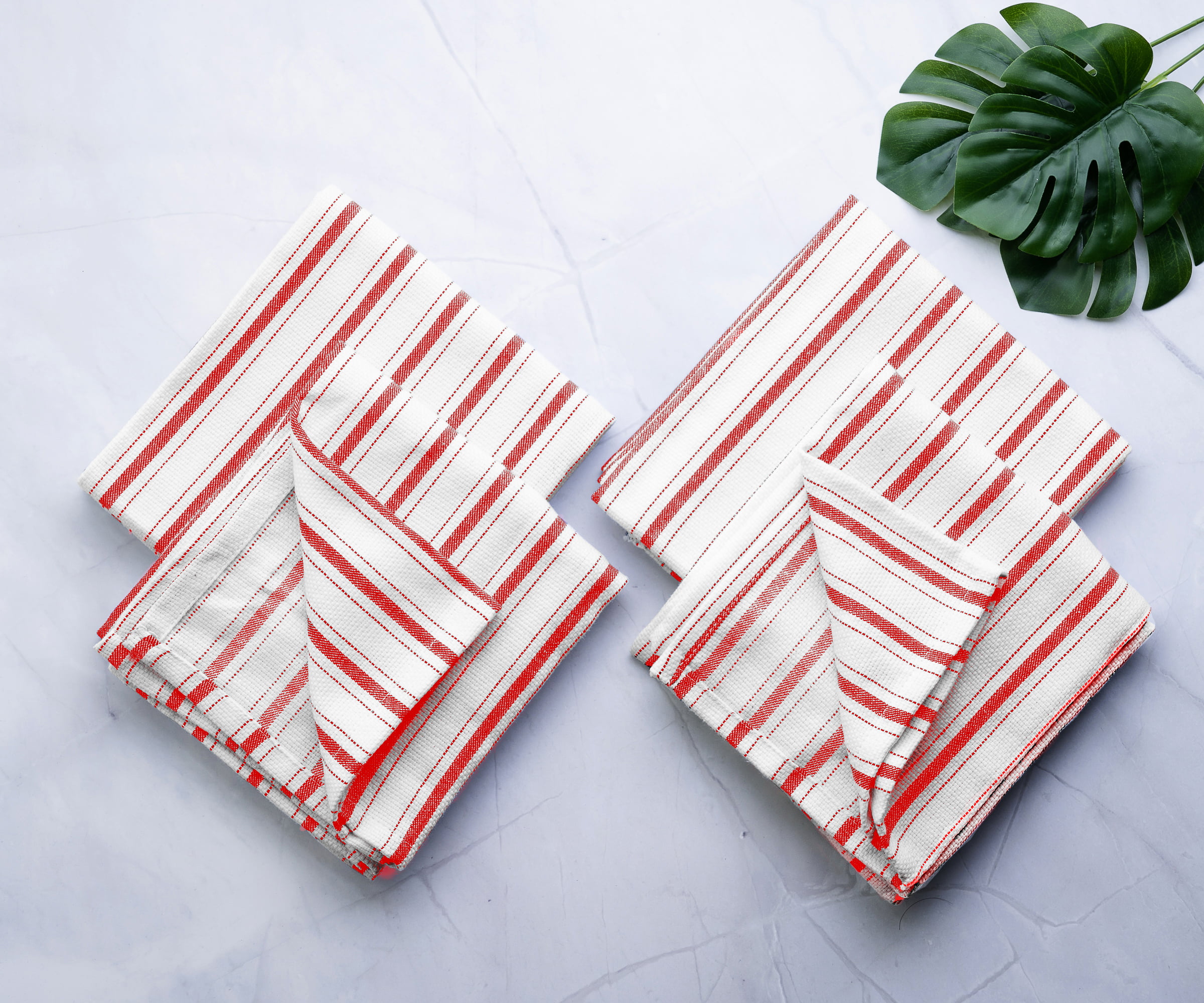 Barn red & cream striped country style grain sack kitchen towel set –  JaBella Designs