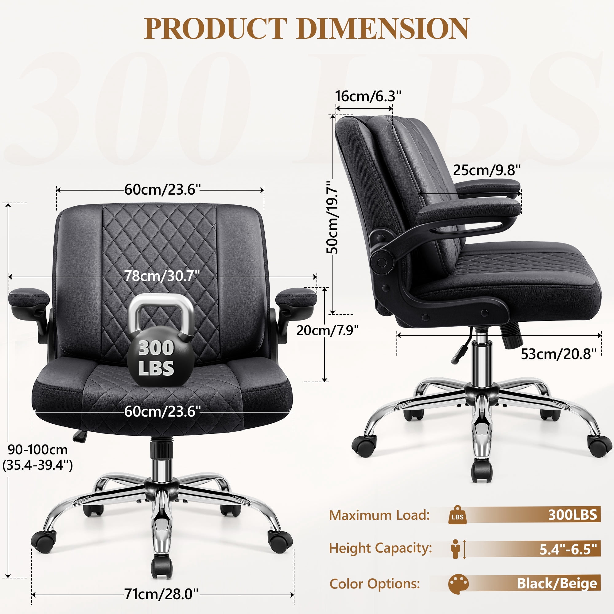 COOLHUT Criss Cross Chair with Flip-Up Arms and Wheels, Moveable Back Cushion Wide Seat Office Desk Chair, Height Adjustable Swivel Cross Legged Chair for Home Office, Study, Vanity, Black