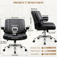 thumbnail image 3 of COOLHUT Criss Cross Office Chair with Flip Padded Backrest, Comfy PU Leather Cross Legged Desk Chair, Flip-Up Arms & Extra-Wide Seat for Home Office, Vanity Chair, Black, 3 of 19