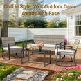 thumbnail image 3 of Patio Furniture Set, Lofka 4 Pieces Outdoor Conversation Set with Rattan Chairs & Loveseat, Removable Cushions for Garden Backyard, Gray, 3 of 10