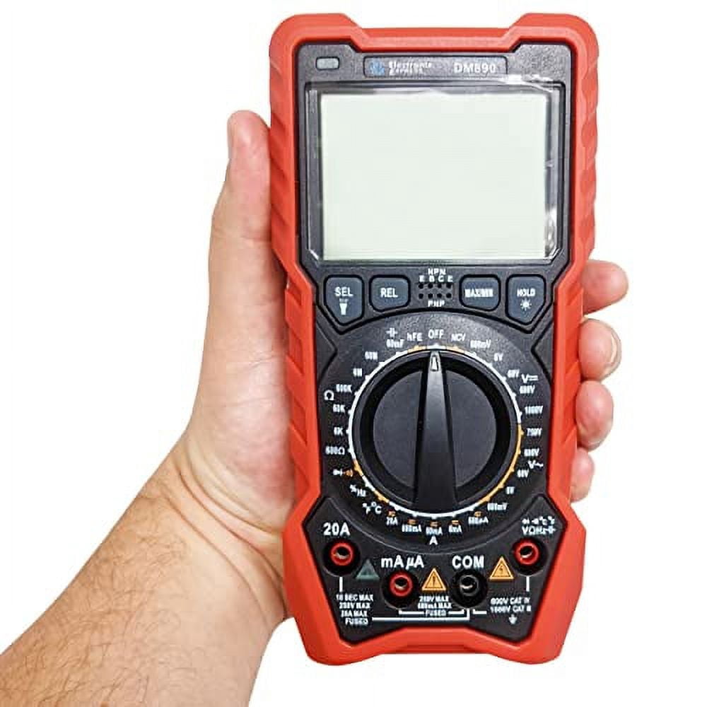 6000 Counts Manual & Auto Ranging True-RMS Digital Multimeter Backlit Display, DC 600mV – 1000V, AC 600mV – 750V, 20A Max Current, Resistance, Capacitance, Frequency, Temp, NCV