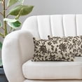 thumbnail image 2 of Dark Brown Floral Block Print Lumbar Pillow Covers 12x20 Set of 2 Rustic Old Style Vintage Flower Pattern Cream Decorative Rectangle Throw Pillow Cases Outdoor Farmhouse Decoration for Sofa Couch Bed, 2 of 6
