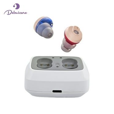 Delmicure Hearing Aids HH-1633, 32 Channels & 4 Modes Premium Rechargeable Hearing Aids for Hearing Loss with Charging Dock for Seniors (Button-Controlled)