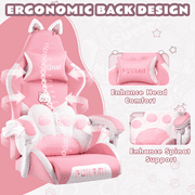 BOSSIN Pink Gaming Chair,Ergonomic Computer Chair for adult with Cat Paw Lumbar Cushion and Cat Ears