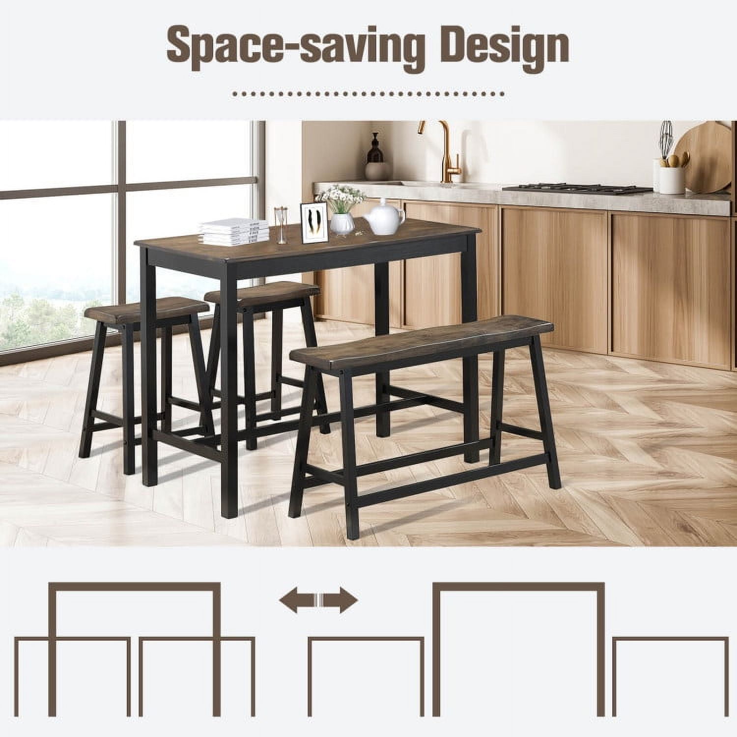 Finihen Dining Set, Dining Table Set, 4 pcs Solid Wood Counter Height Dining Table Set, for Home, Restaurant, Coffee Finihen Dining Set, Dining Table Set, 4 pcs Solid Wood Counter Height Dining Table Set, for Home, Restaurant, Coffee
