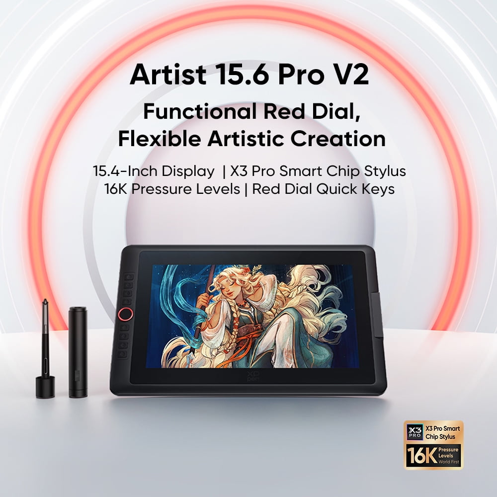 XPPen Latest Artist15.6 Pro V2 Graphic Tablet with Screen, 15.4in