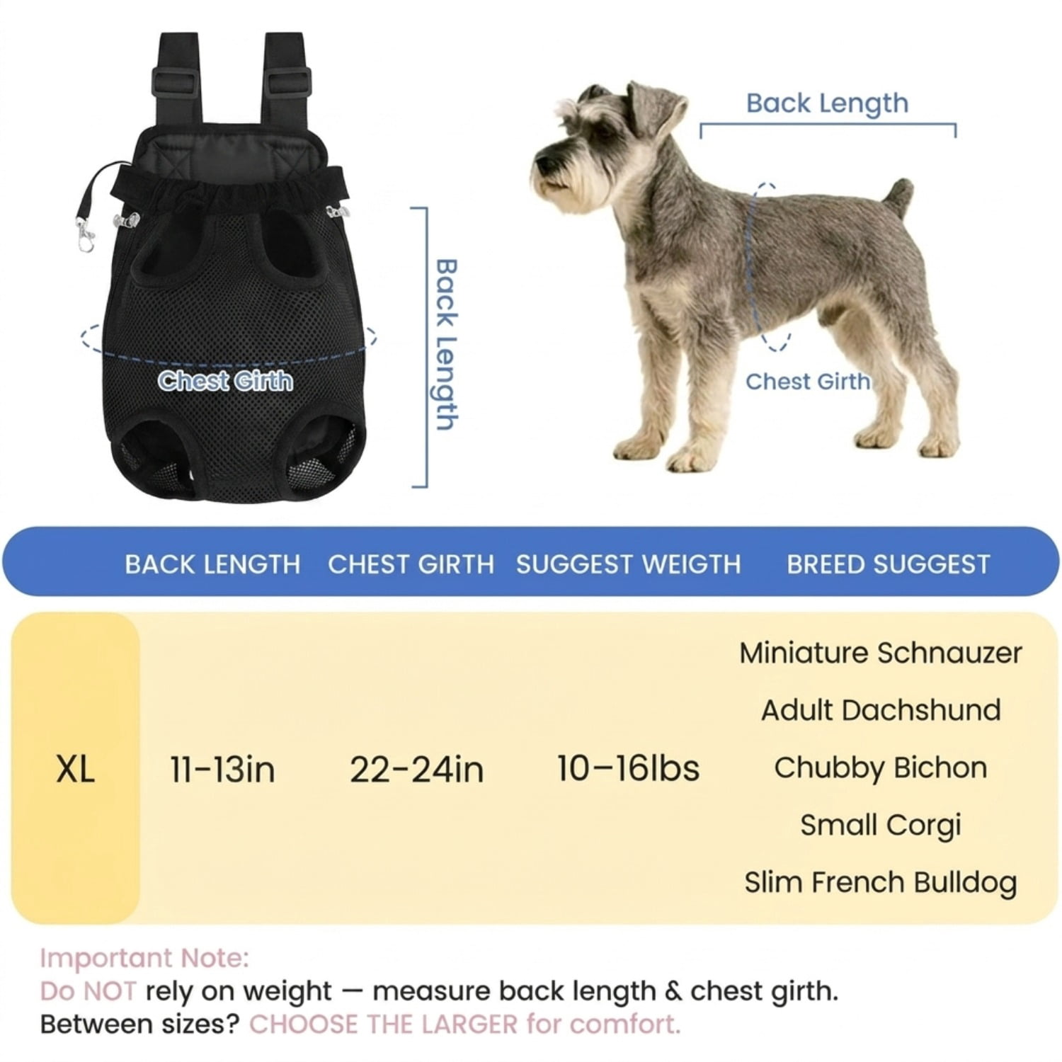 Dog Backpack Carrier, Adjustable Pet Front Carriers, Legs Out Carrying Sling Travel Bag for Small Medium Dogs 2.5-4 Lbs, Soft Wearable Puppy Chest Carry Backpacks for Walking/Hiking/Camping/Traveling