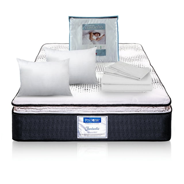 Colchon Restonic Fantastic Matrimonial + 2 Almohadas de Regalo + Juego de Sabanas Ensueño