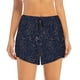 thumbnail image 2 of Balery Copper-Gold Gloss Outline Navy Dark Blue Pantalones cortos deportivos para mujer con forro y dos bolsillos, elásticos, para entrenamiento, gimnasio, yoga-X-Large, 2 of 7