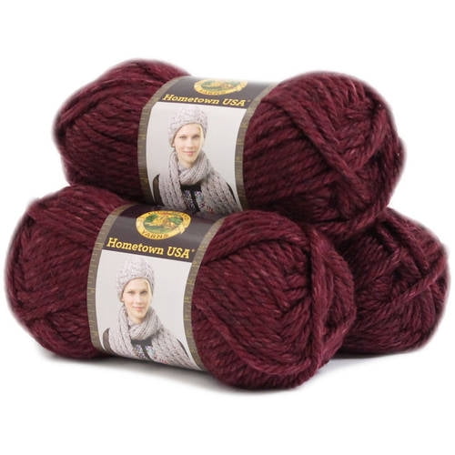 Lion Brand Yarn Hometown Norfolk Merlot Basic Super Bulky Acrylic Red