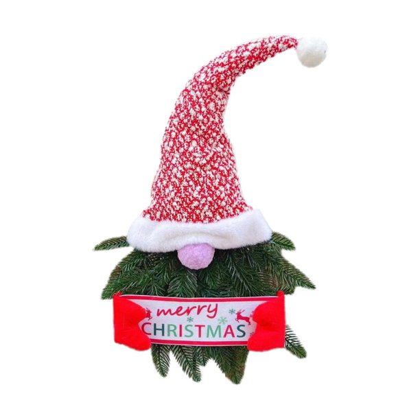 Gibobby Guirnalda de estilo navideño, puerta colgante de enano, guirnalda de sin rostro, decoración de Festival, sombrero de Navidad, colgante de guirnalda(D)