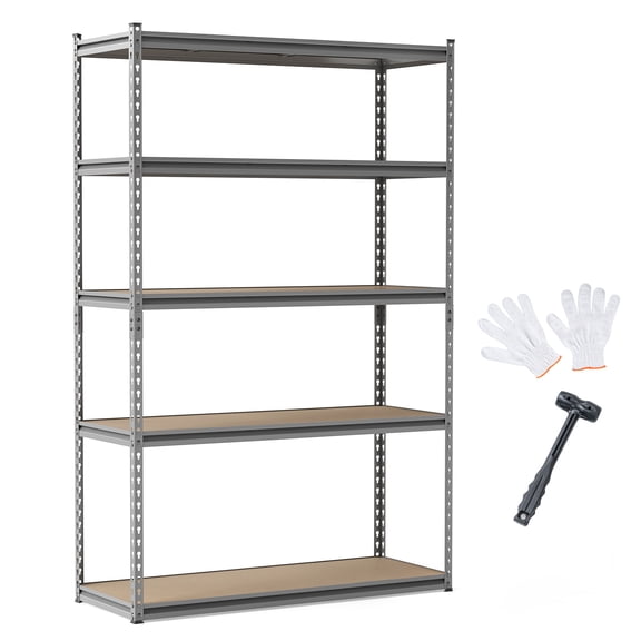 Patiojoy 5-Tier Heavy Duty Garage Shelving Unit 48" W x 18" D x 72" H Metal Storage Organizer Rack Gray