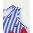 thumbnail image 5 of Kucnuzki 2T Toddler Girls Swimsuit Set 3T Kid Girl Stripped Bathing Suit Ruffle Sleeveless Cherry Bowknot Beach Bikini Tankini Swimwear 2pcs Blue, 5 of 10