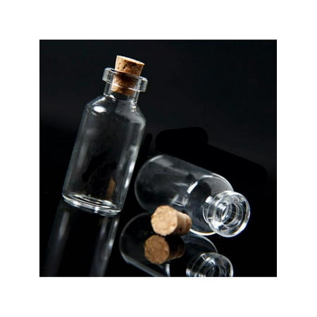 Pre Assembled Vial - 20Pcs 0.5ml Mini Clear Glass Bottle Wishing Bottle Vials Empty Sample Jars with Cork Stopper Message Weddings Wish Jewelry Party Favors