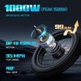 thumbnail image 2 of 32MPH Top Speed Electric Bike for Adults,1500W(Peak)Motor &100 Miles Long Range,48V 20Ah Removable Battery,20''*4 Fat Tire Mountain Ebike,Shimano 7-Speed Full Suspension, 2 of 9