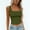 Blackish Green, variant on Ladies Tank Ribbed Square Neck Padded Crop Workout Basic Athletic Tank Top Ladies Tank Beige L