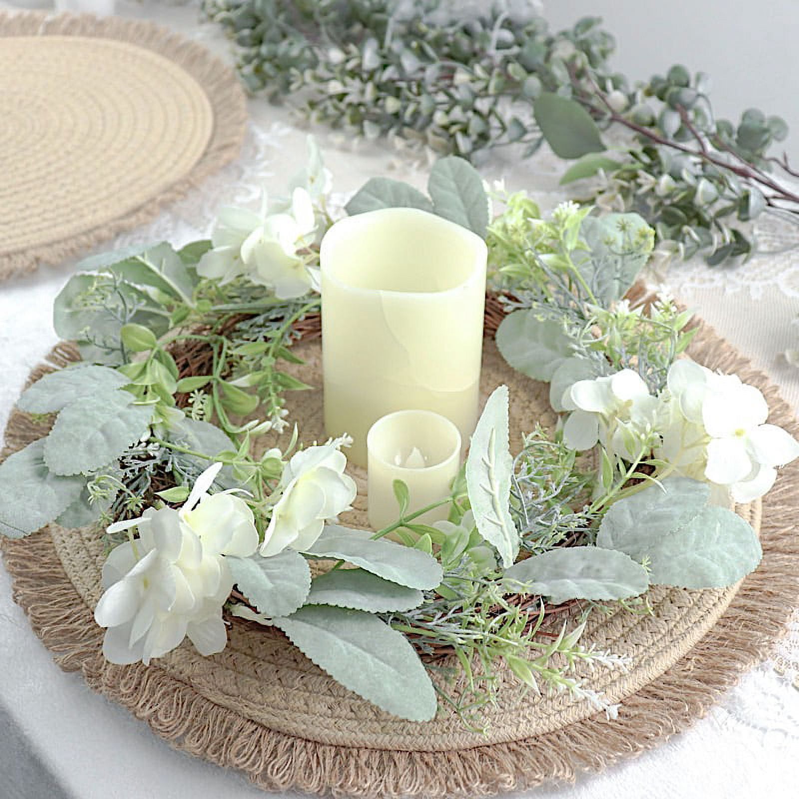 BalsaCircle 4 Natural 15 in Round Burlap Jute Placemats Fringed Trim Party Events Home Decorations Supplies