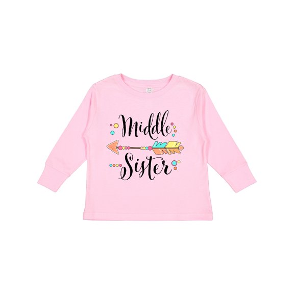 Inktastic Middle Sister- dots and arrow Girls Long Sleeve Toddler T-Shirt