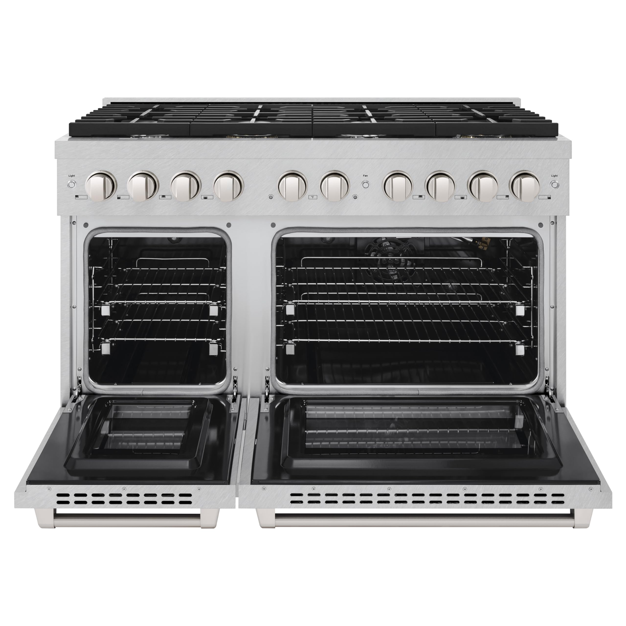 ZLINE 48 in. 6.7 cu. ft. Paramount Double Oven Gas Range with 8 Burner Cooktop in DuraSnow Stainless Steel (SGRS-48)