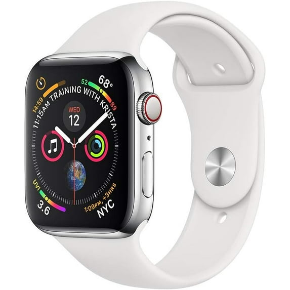 Pre-Owned Apple Watch Series 4 40mm GPS + Cellular Silver Stainless Steel case - White Sport Band Used
