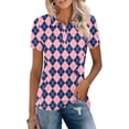 thumbnail image 2 of XIAONU Argyle Pattern Polo Shirt for Women Short-Sleeve Athletic Golf Everyday Polos, 2 of 3