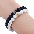 thumbnail image 4 of RSAMD 8MM Owl Buddha Beaded Natural Lava Stone Gold Silver Charm Fashion Men Bracelets-ABD078-2, 4 of 9