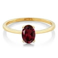 thumbnail image 2 of Gem Stone King 10K Yellow Gold Red Rhodolite Garnet Solitaire Engagement Ring | 0.90 Cttw | Oval 7X5MM | Gemstone January Birthstone | Wedding Engagement Anniversary Promise Ring for Women, 2 of 3