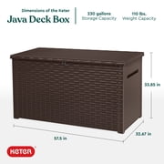 Keter Java 230 Gallon XL Durable Resin Outdoor Deck Box Storage Organization, Wicker Espresso Brown