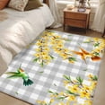 thumbnail image 5 of Spring Forsythia Flowers 3'x5' Washable Rug, Yellow Floral Hummingbird Gray Plaid Non-Slip Area Rugs for Entryway Kitchen Classroom, StainResistant Dorm Throw Carpet, Low Pile Soft Indoor Floor Mat, 5 of 9