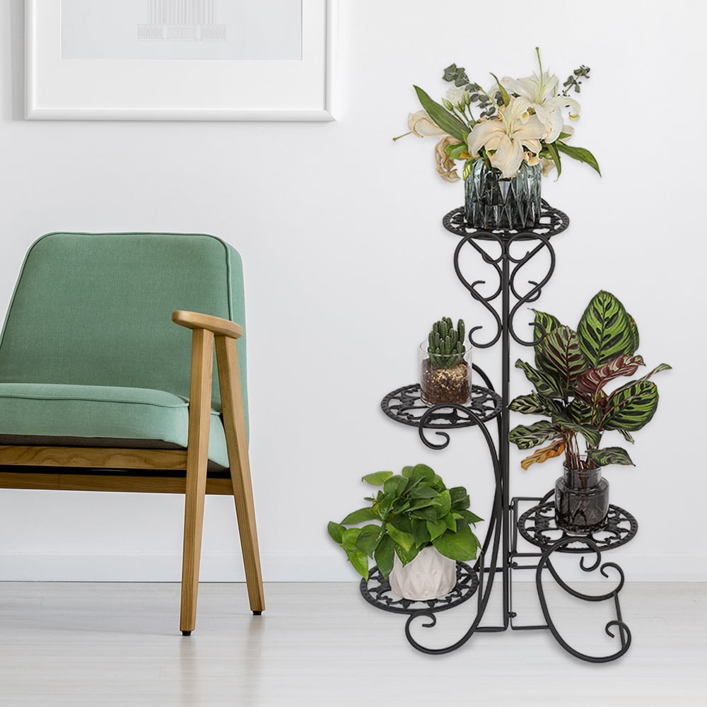 Kepooman 4 Potted Plant Stand, Heavy Duty Potted Holder Outdoor Plant Shelves for Flower Pot, Indoor/ Outdoor Metal Rustproof Iron Garden Planting Pot Stand for House, Garden, Patio (Round) Kepooman 4 Potted Plant Stand, Heavy Duty Potted Holder Outdoor Plant Shelves for Flower Pot, Indoor/ Outdoor Metal Rustproof Iron Garden Planting Pot Stand for House, Garden, Patio (Round)