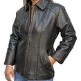 thumbnail image 1 of Chamarra de piel elegante color negro con cuello de solapa para dama Castelli Leather Authentic Georgette Chamarra bomber elegante con cuello de solapa, 1 of 4