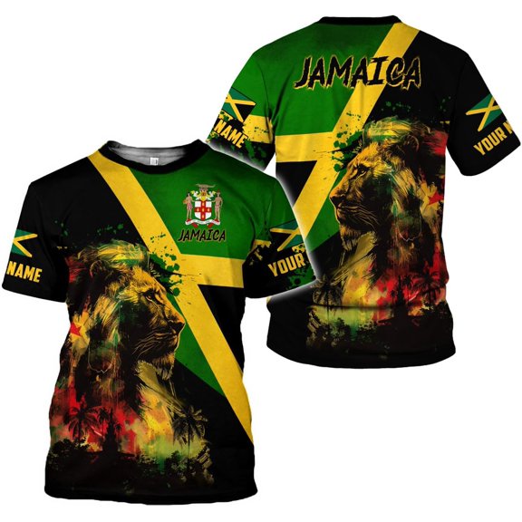 Personalized Jamaica Shirts Jamaican Pride T-Shirt Jamaica Flag Lion Tshirt Jamaicana Shirts Jamaica Shirt for Men Women (S)
