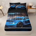 thumbnail image 3 of Homewish Teens Blue Sport Car Zipper Twin Comforter Sets with Fitted Sheet and 2 Pillowcases,Rally Race Fast Car Zipper Bedding Set,4-Piece,Black Reversible, 3 of 6