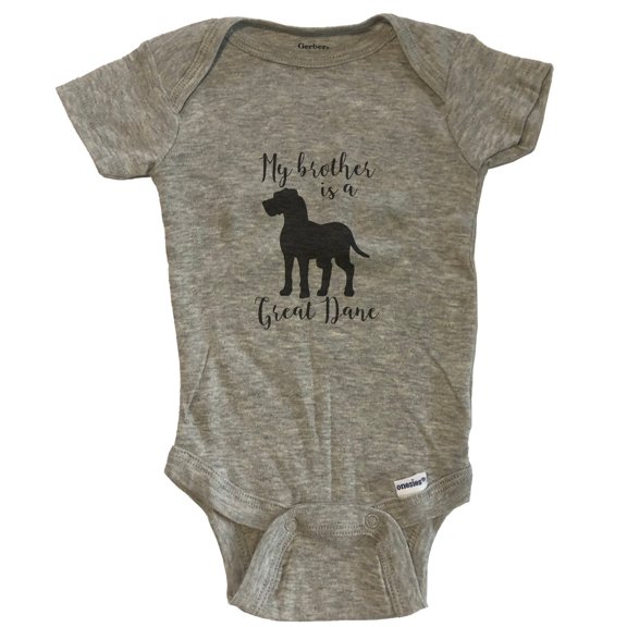 My Brother Is A Great Dane Cute Dog Baby Bodysuit - Great Dane One Piece Baby Bodysuit - Grey