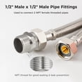 thumbnail image 3 of Hex Nipple 1/2" Male x 1/2" Male Pipe Fittings, 4 Pcs 1/2" NPT Male Threaded Pipe Fittings, 304 Stainless Steel NPT Male Pipe Adapters for Water, Gas, Fuel Pipelines, 3 of 7