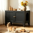 thumbnail image 2 of AUU Metal Cat Litter Box Enclosure, Modern Hidden Litter Box Furniture with Freestanding Pet Side Table, Black Decorative Cabinet Fits Standard Litter Boxes for Home, 2 of 28