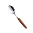 thumbnail image 1 of Zhuge Cuchara con mango de madera retro, cucharas para servir de acero inoxidable, cuchara de madera para la cena, cubiertos de plata con mango marrón, 4 piezas, 1 of 4