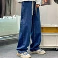 thumbnail image 4 of Wide Leg Denim Pants Stretch Loose High Waisted Trousers for All Season, 4 of 4