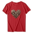 thumbnail image 5 of WREESH Graphic T-Shirts for Women Valentine's Day Heart Leopard Printed Tees for 2025 Summer Casual Red, 5 of 5