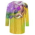 thumbnail image 4 of Jsaierl 2025 Mardi Gras Outfit for Women Plus Size Tops Holiday 3/4 Blouses Sleeve Carnival Themed Party Shirts, 4 of 5