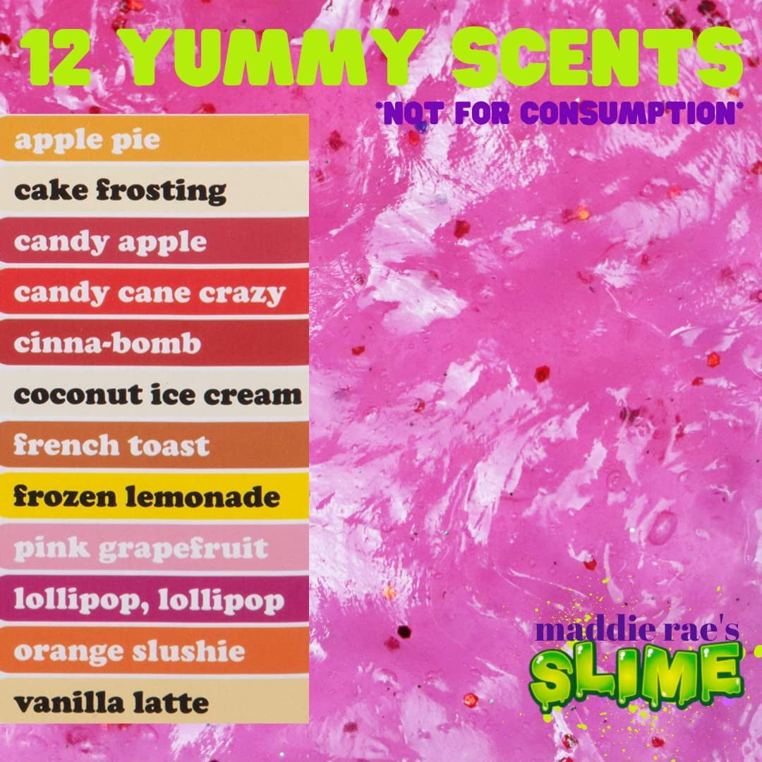 Maddie Rae's Slime Yummy Scented Oils (12 Pack) - X Large 10ml (.34 oz) Includes Natural Food Fragrance Scent Oil Bottles for Slime Supplies Kit & Crafts