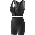 thumbnail image 4 of PNTUTB Women's Solid-Color Two-Piece Set: Front-Zip Sports Bra and High-Waisted Shorts—A Casual Breathable Activewear Set with Openwork Details, 4 of 5