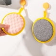 thumbnail image 5 of 5 Pcs Double-Sided Kitchen Sponges for Dishes,Round Scrubbing Pads with Steel Wire Nylon and High Elasticity Sponge,Non Scratch Cleaning Pads with Hanging Loop for Dishes,Pots,Sinks,Z0-Yellow, 5 of 9