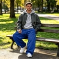 thumbnail image 5 of WJOSBXT Wide Leg Sweatpants Mens Big and Tall Baggy Pants 2026 Drawstring Hiking Track Pants Elastic Waist Loose Fit Lounge Y2k Slacks with Pockets S, 5 of 8