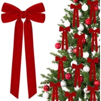 CEklwe 12Pcs 5in X 10in Red Velvet Ribbon Bows Christmas Tree Decorations, Xmas Ornaments Vintage Christmas Decor for Tree Home Party Front Door Vintage Wreath Holiday Decor