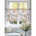 thumbnail image 4 of Vintage Orange Sheer Curtains 45 Inches Long 2 Panels Gray Wildflowers Leaves Abstract Botanical Light Filtering Semi Sheer Window Curtains Drapes for Bedroom Living Room 52"x45", 4 of 7