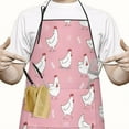 thumbnail image 2 of Pink Chicken Pattern Apron-Garden Aprons for Women with Pockets-Cotton Linen Waterproof Kitchen Cooking Gardening Aprons Adjustable for Kitchen,Cooking,BBQ and Salon 33x27 Inch, 2 of 6