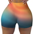 thumbnail image 2 of Junzan yellow orange and teal Pattern Women Workout Impact Shorts,Scrunch Short Gym Yoga Running Sport Scrunch Butt Lifting Shorts-XX-Large, 2 of 8
